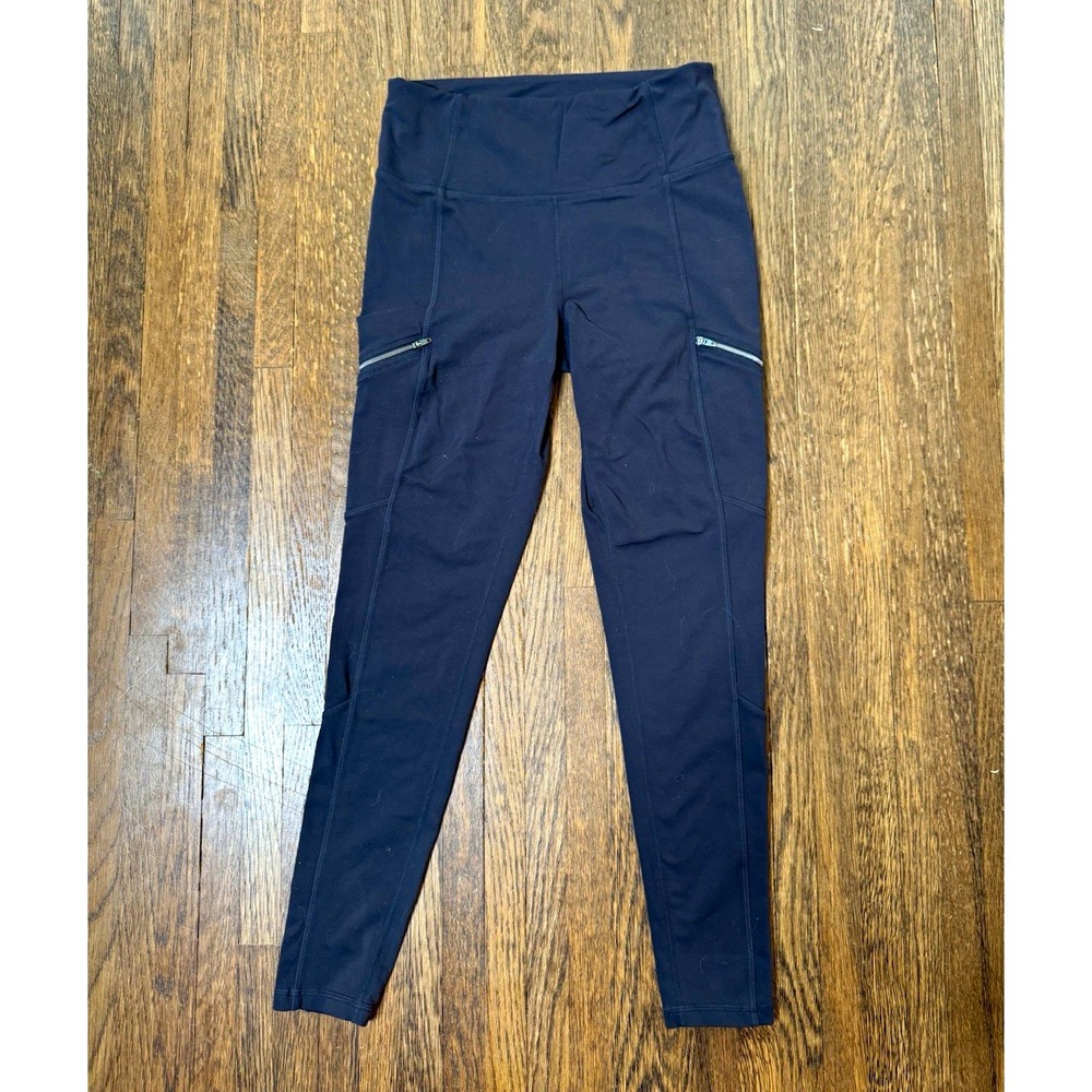 Athleta Womens Grey High Rise Ankle Leggings Zip Pocket Size M Active Workout